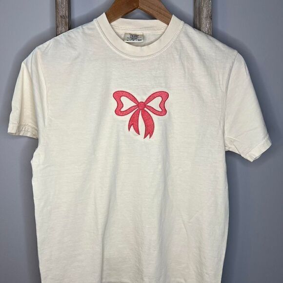 pink bow embroidered tee - Picture 4 of 4